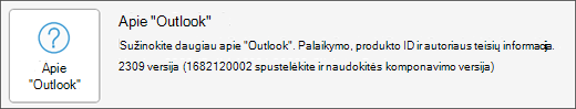 Pasirinkite langelį Apie „Outlook“.