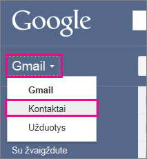 „Google Gmail“ – spustelėkite Kontaktai