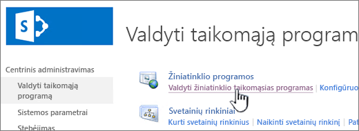 Atidaryti žiniatinklio programos parametrus