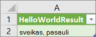 "HelloWorld" rezultatai darbalapyje