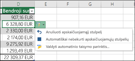 Option to undo a calculated column after a formula has been entered
