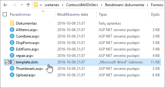 Formų aplankas šablonams saugoti