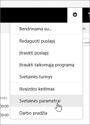 Site settings option under the Settings button