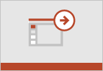 „PowerPoint“ failo simbolis su rodyklės simboliu