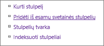 Closeup of Add existing column link in Settings page