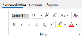 Format text group in Outlook.