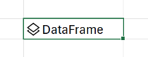 "DataFrame" objektas "Python" programos "Excel" langelyje.