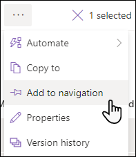 Selecting the add to navigation option.