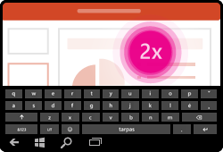 „PowerPoint“, skirtos „Windows Mobile“, klaviatūros suaktyvinimo gestas