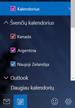 Švenčių kalendoriaus įtraukimas į "Windows 10"