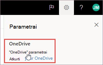 Pasirinkti „OneDrive“ parametrus