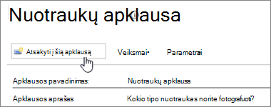 Apklausos puslapio su paryškinta parinktimi Atsakyti į šią apklausą ekrano nuotrauka.