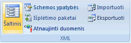 XML grupė juostelėje
