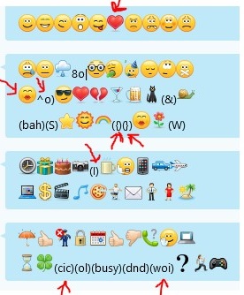 A snapshot for emoticons that are received in Skype for Business before you apply this update 