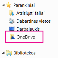 „OneDrive“ aplankas naršyklėje „Windows Explorer“