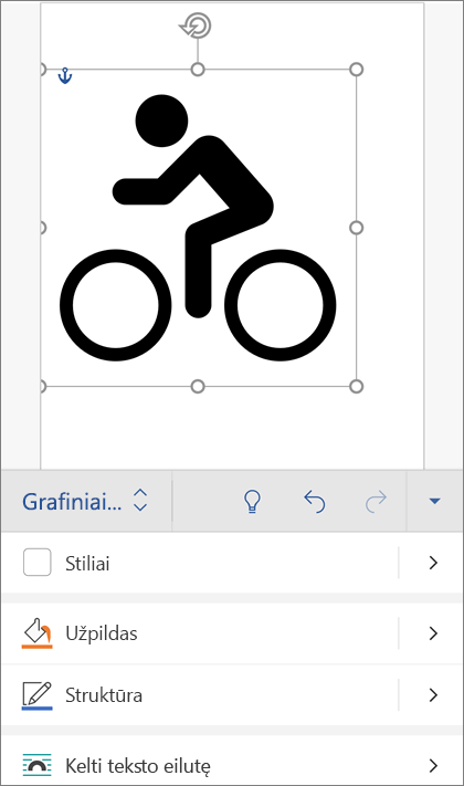 Pasirinktas SVG vaizdas, kuriame rodomas juostelės skirtukas Grafiniai elementai
