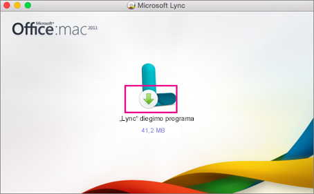 Pasirinkite „Lync“ diegimo programą, jei norite paleisti diegimo programą ir naujinti