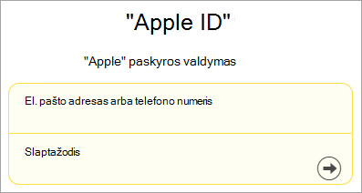 "Apple ID" prisijungimo ekrano kopija