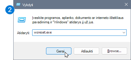 Piktograma, rodanti vykdymo dialogo langą su nustatymo iš naujo komandomis