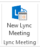 Naujas „Lync“ susitikimo mygtukas „Outlook“ juostelėje