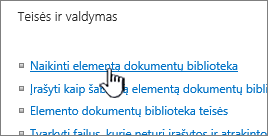 Dokumentų bibliotekos naikinimas bibliotekos parametrų puslapyje