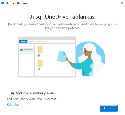 The This is Your "OneDrive" Folder screen in the Welcome to "OneDrive" wizard