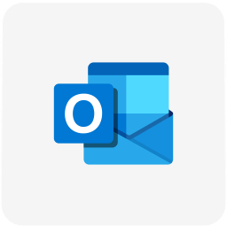 "Outlook" logotipas su pilku fonu