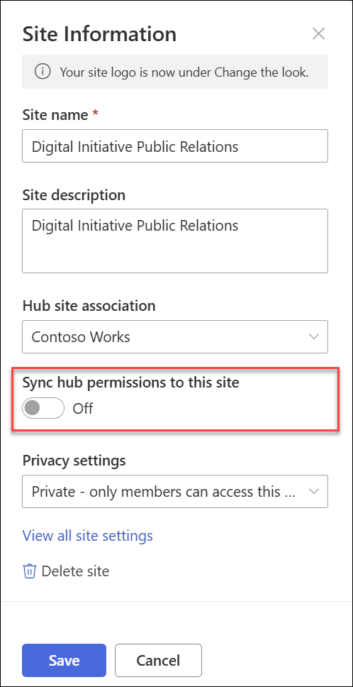 Screenshots of Associated sites sync toggle