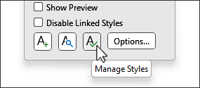 The Manage Styles button in the Styles dialog.