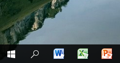 „Office“programų, įtrauktų į „Windows“ užduočių juostą, ekrano kopijos
