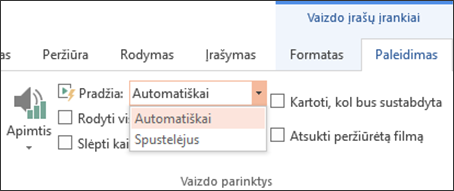 Selecting a Start option on the Audio Tools Playback tab