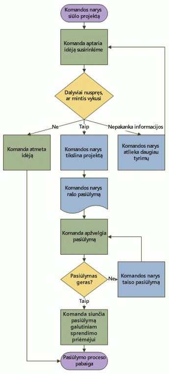 Struktūrinės schemos pavyzdys, kuriame pavaizduotas pasiūlymo procesas