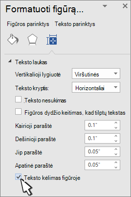Format shape panel with Wrap Text selected