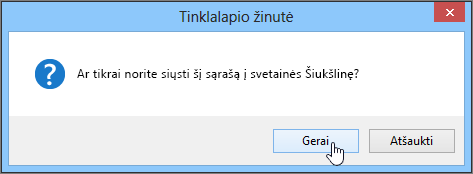 Sąrašo naikinimo patvirtinimo dialogo langas su pažymėta gerai