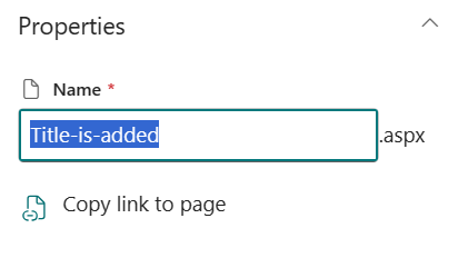 Page name under page details