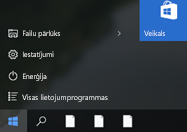 Windows uzdevumjosla ar nesaistītām ikonām