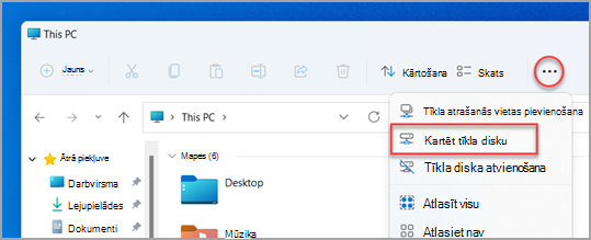 Kur atrast kartes tīkla disku Windows 11 failu pārlūkā