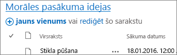 Saraksta tīmekļa daļa ar bultiņu, kas norāda uz virsraksta saiti.