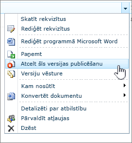 noklikšķiniet uz Nepublicēt šo versiju