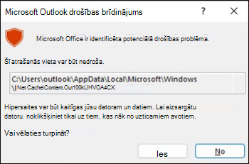 Outlook bloķē .ics failus