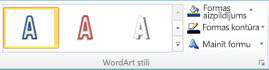 WordArt stilu grupa programmā Publisher 2010