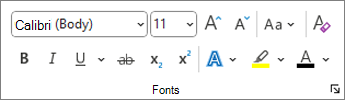 Word Font group