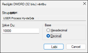 Outlook edit DWORD window