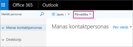 Attēls, kurā redzams, kā izskatās lapa Personas programmā Outlook tīmeklī