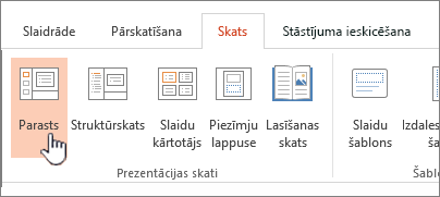 Skata lente ar iezīmētu opciju Parasts