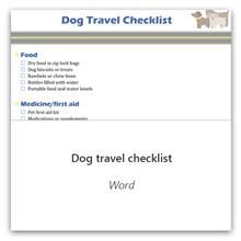 Dog travel checklist in Word
