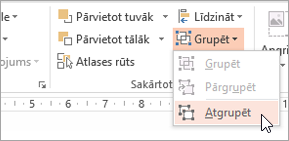 Selecting Ungroup on the Group menu