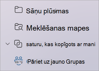 Mapju sarakstā atlasiet Pāriet uz jaunu Grupas vai Doties uz Grupas