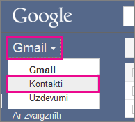 google gmail — noklikšķiniet uz Kontaktpersonas