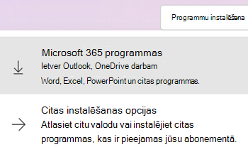 Programmu instalēšana tīmekļa Microsoft365.com